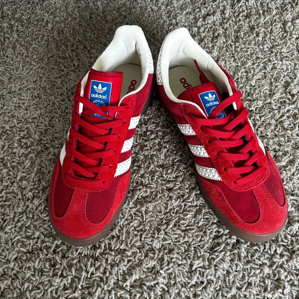 adidas Gazelle Red and White Women's Shoes - Picture 6 of 9